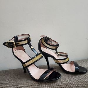 Vivienne Westwood Sandals Patent Leather Black and gold Sz 39. Unused